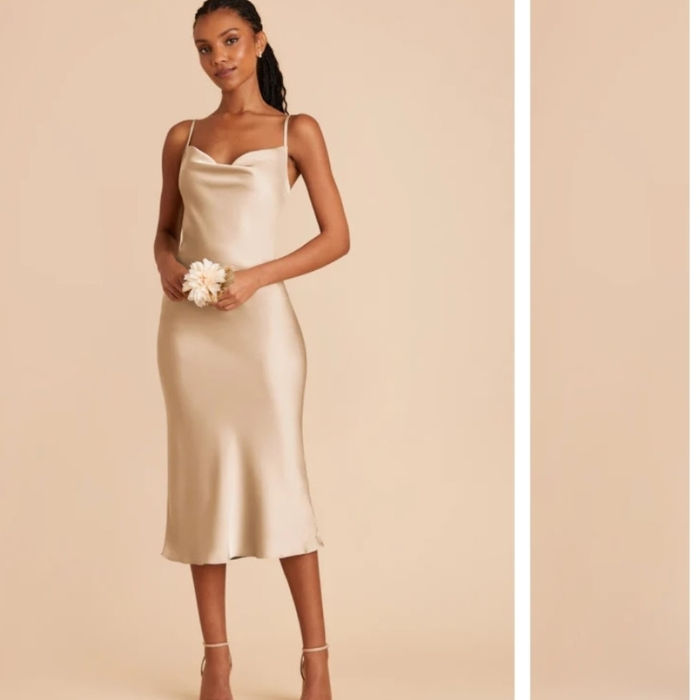 Elegant Satin Slip Dress in Gold. M. NWT